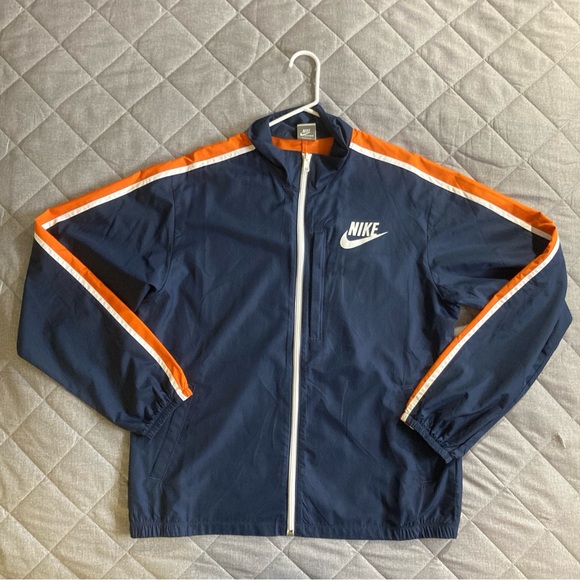 Nike Sportswear Windbreaker Blue Orange Size Large Full Zip Lightweight Jacket - Picture 1 of 11